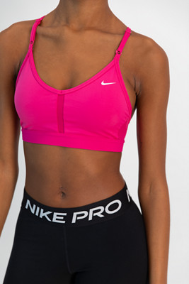 Nike Training – Indy Dri-FIT – Sport-BH in Rosépink mit Logoband