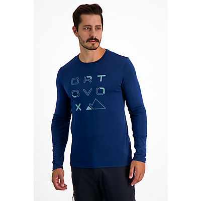 185 Merino Brand Outline LS Herren Longsleeve