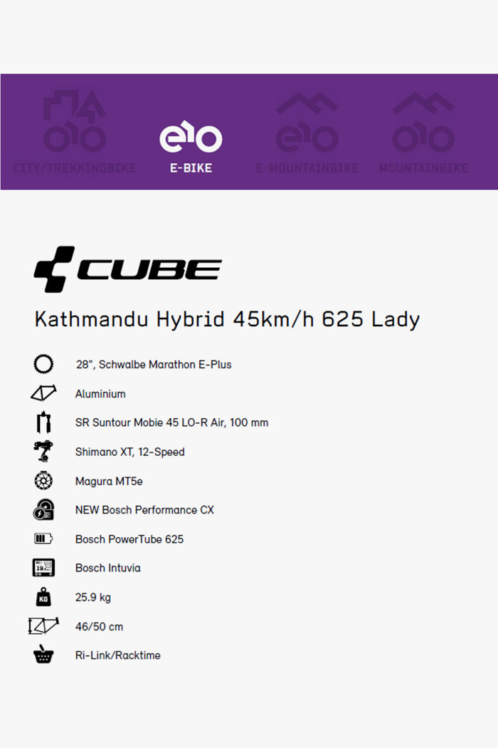 Cube Kathmandu Hybrid 45kmh 625 28 Damen E Bike 2020 Kaufen Ochsnersport Ch