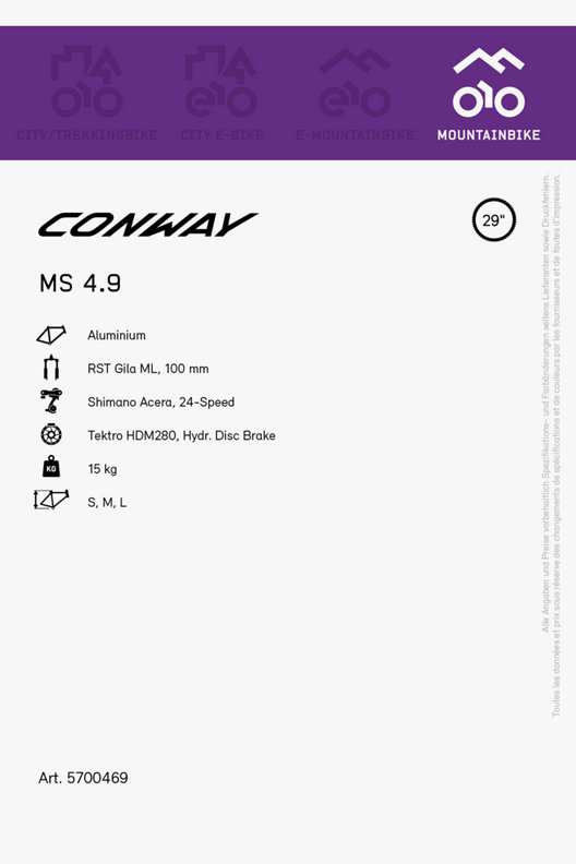 Conway MS 4.9 27.5/29 mountainbike hommes 2023