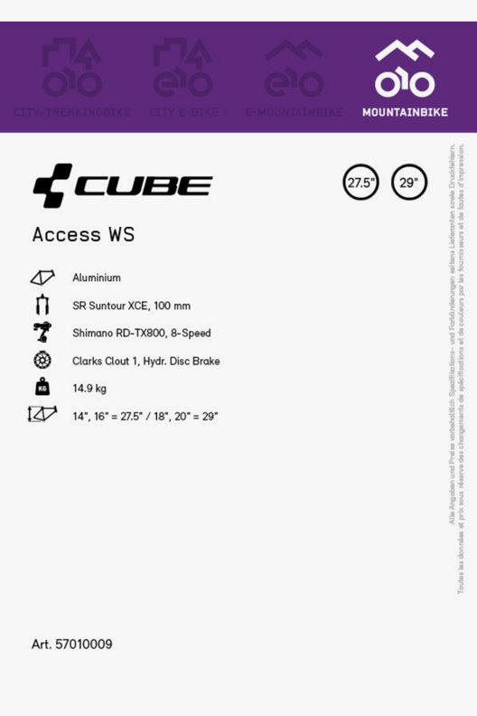 CUBE Access WS 27.5/29 mountainbike femmes 2023