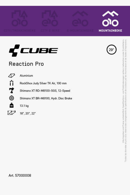 CUBE Reaction Pro 29 mountainbike 2023