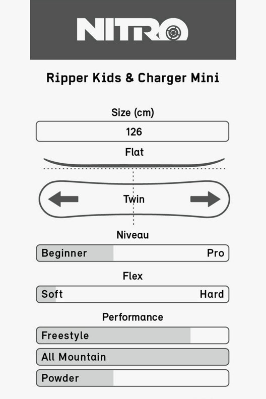 Nitro Ripper 126 cm Kinder Snowboard Set 22/23