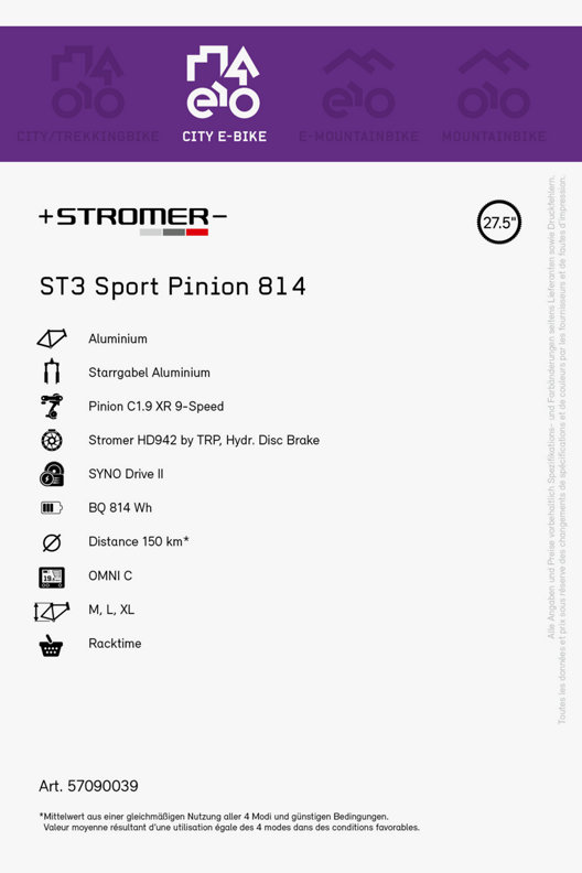 Stromer ST3 Sport Pinion 27.5 E-Bike 2023