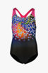 speedo Digital Placement Splashback costume da bagno bambina rosa intenso-nero-lilla