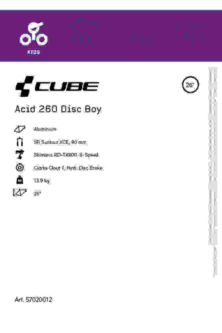 CUBE Acid 260 Disc 26 Kinder Mountainbike 2023