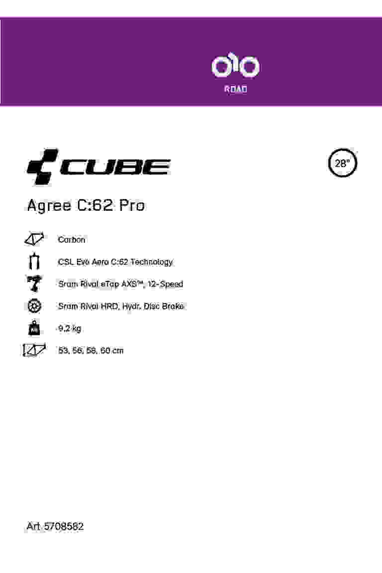 CUBE Agree C:62 Pro 28 Rennvelo 2022