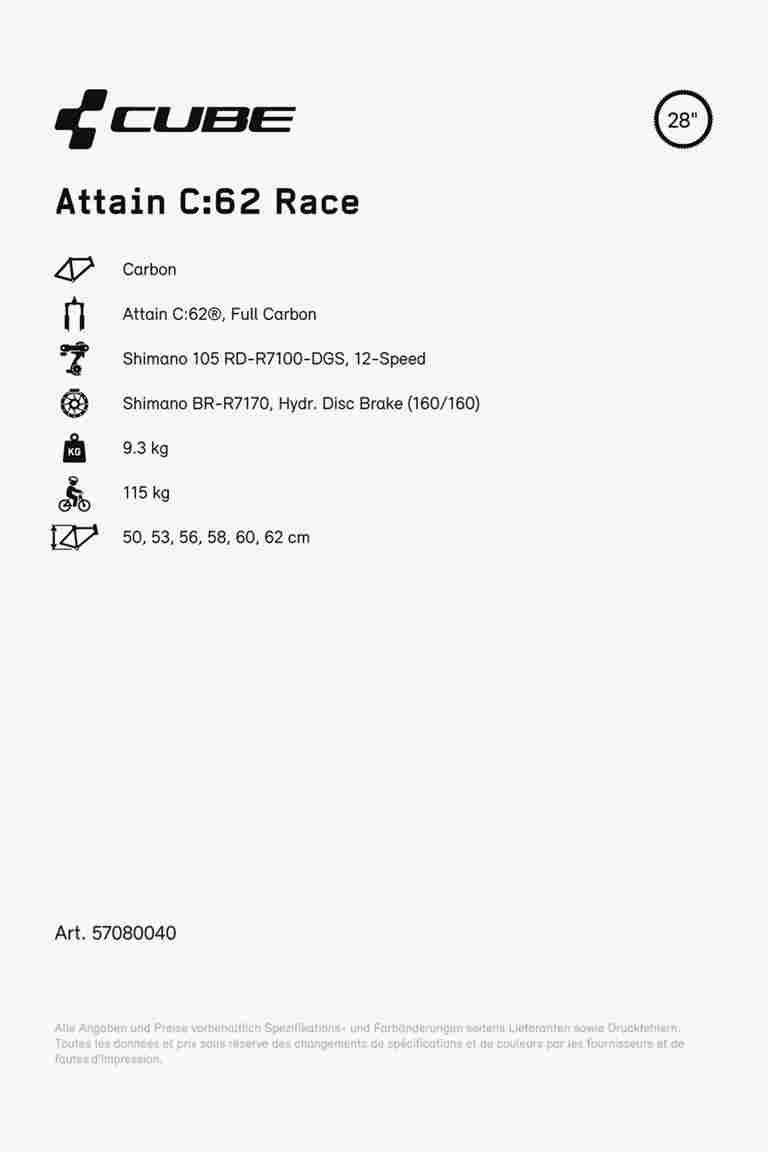 CUBE Attain C:62 Race 28 Rennvelo