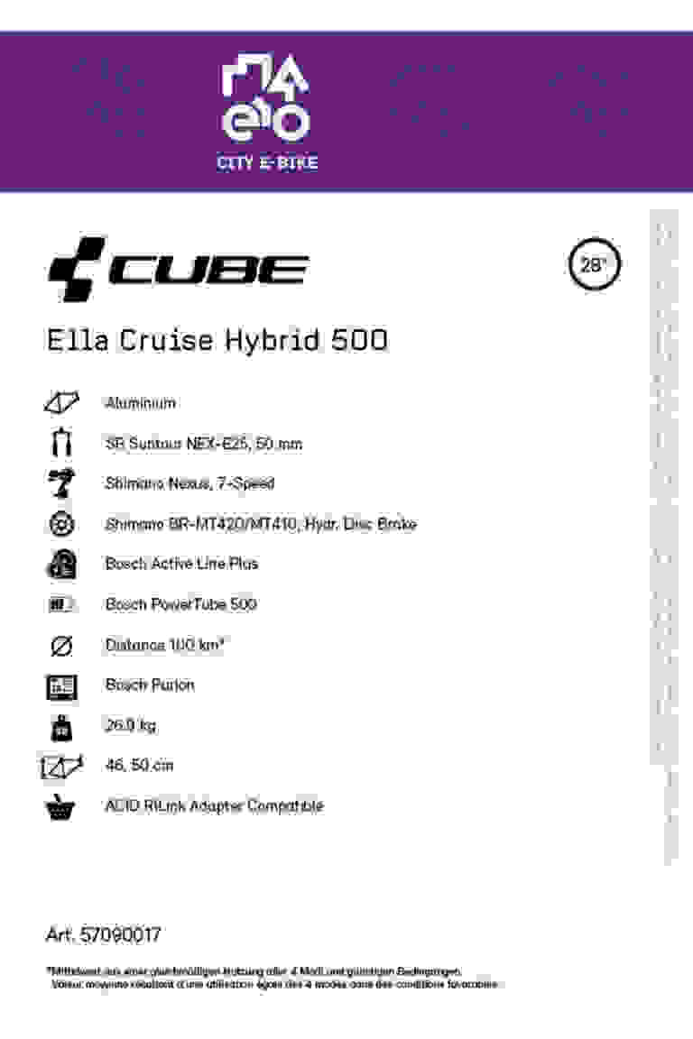 CUBE Ella Cruise Hybrid 500 28 Damen E-Bike 2023