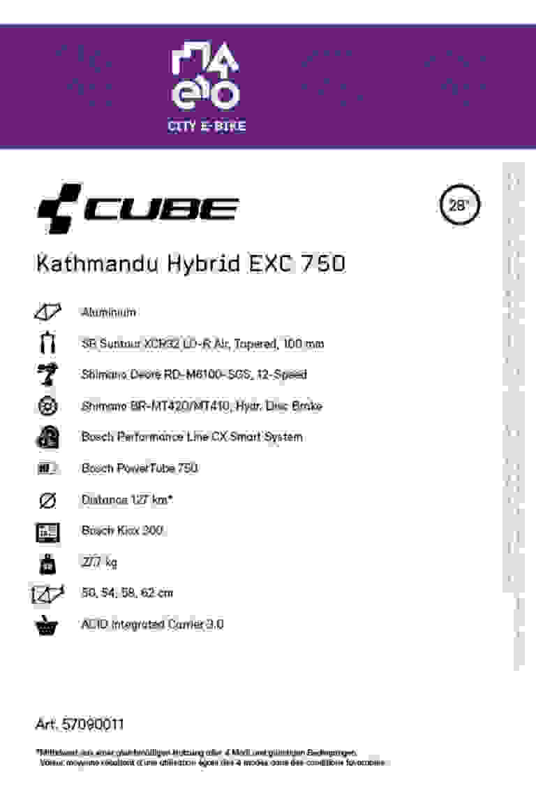 CUBE Kathmandu Hybrid EXC 750 28 E-Bike 2023