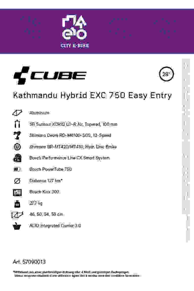 CUBE Kathmandu Hybrid EXC 750 28 E-Bike 2023