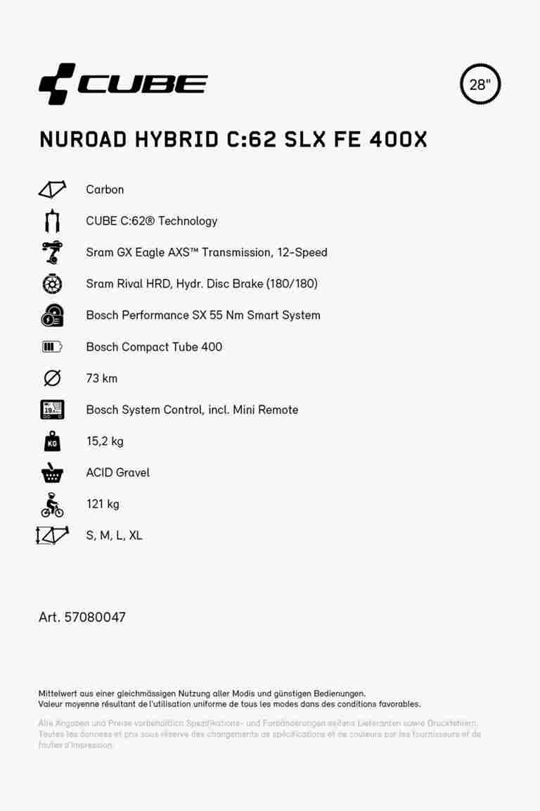 CUBE Nuroad Hybrid C:62 SLX FE 400X 28 e-gravel bike