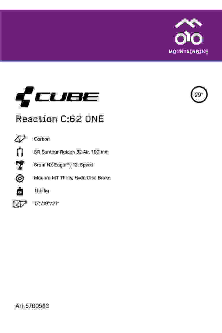 CUBE Reaction C:62 ONE 29 Herren Mountainbike 2022