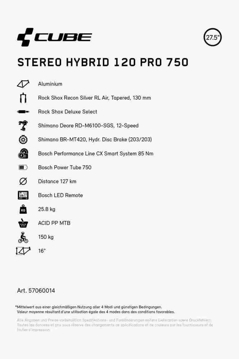 CUBE Stereo Hybrid 120 Pro 750 27.5/29 e-mountainbike 2024