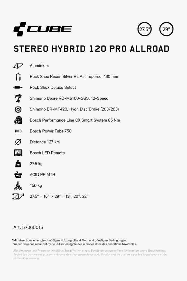 CUBE Stereo Hybrid 120 Pro 750 Allroad 27.5/29 e-mountainbike 2024