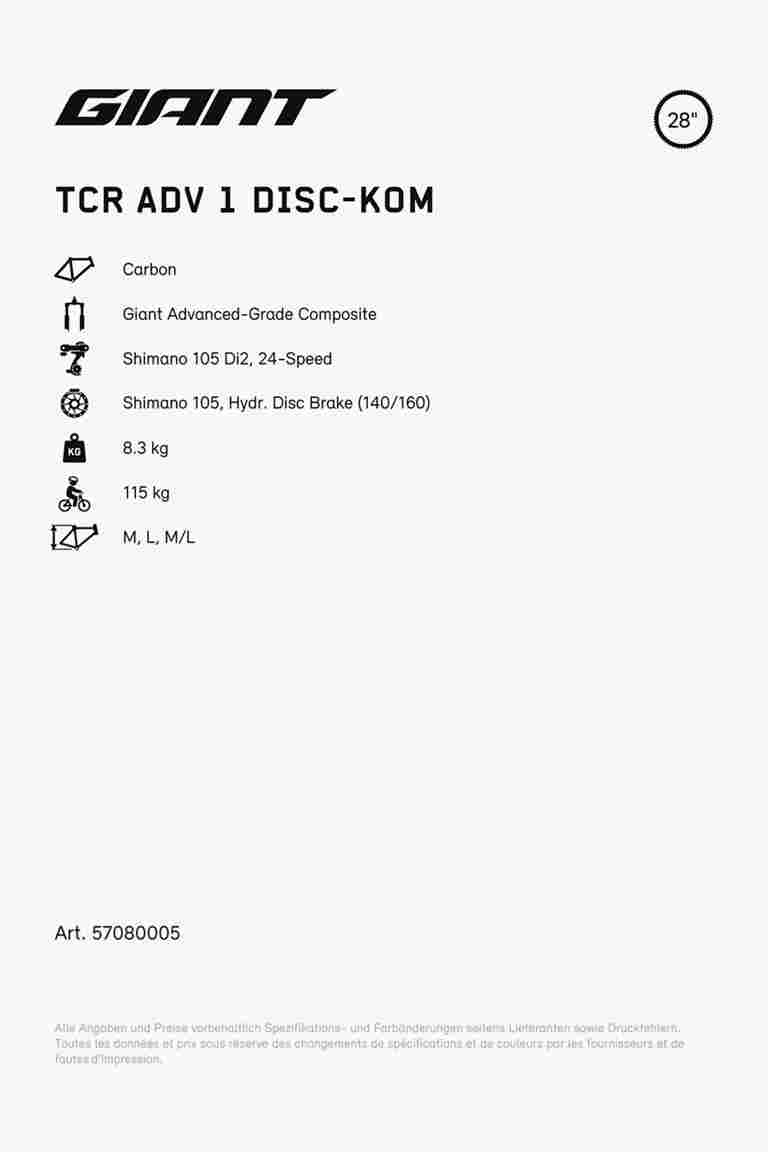 Giant TCR Advanced 1 Disc-Kom 28 Rennvelo 2024