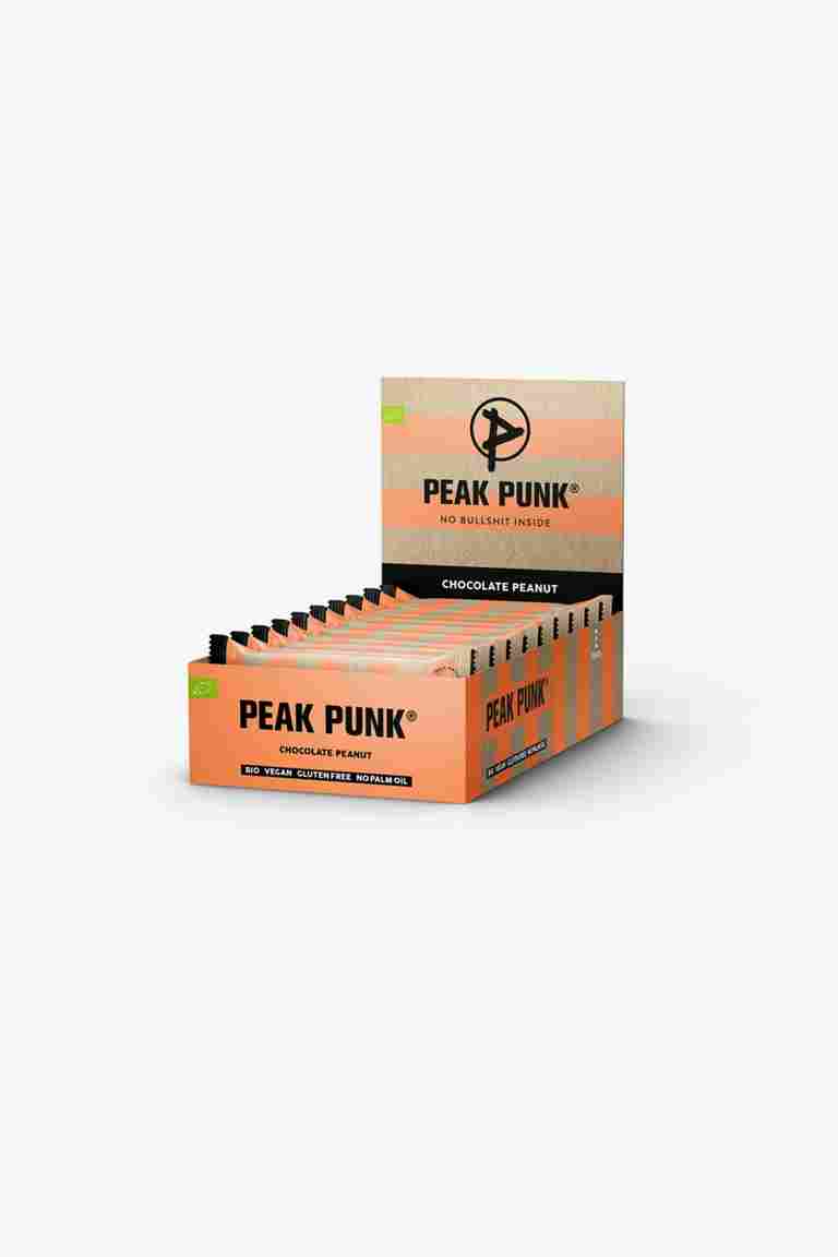 Peak Punk Organic Oat Flapjack Chocolate Peanut 12 x 60 g barretta per lo sport