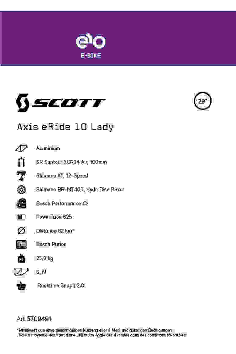 SCOTT Axis eRide 10 29 e-bike femmes 2022