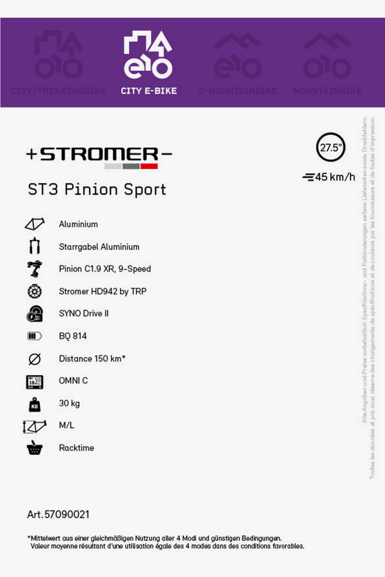 Stromer ST3 Pinion Sport 27.5 E Bike 2022 in schwarz kaufen