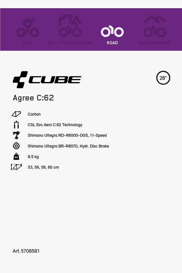 CUBE Agree C:62 28 vélo de course 2022 2