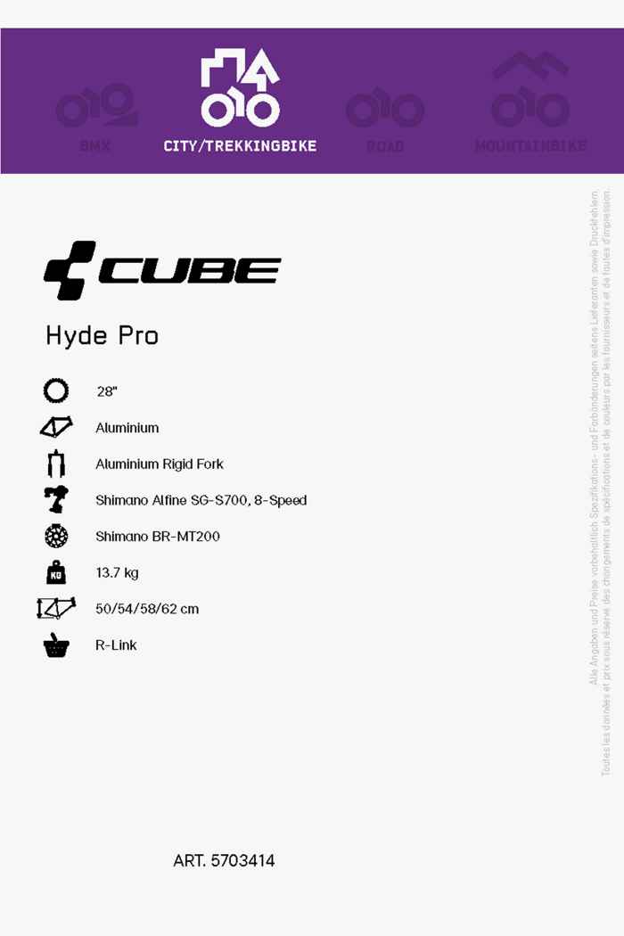 CUBE Hyde Pro 28 citybike uomo 2021 2